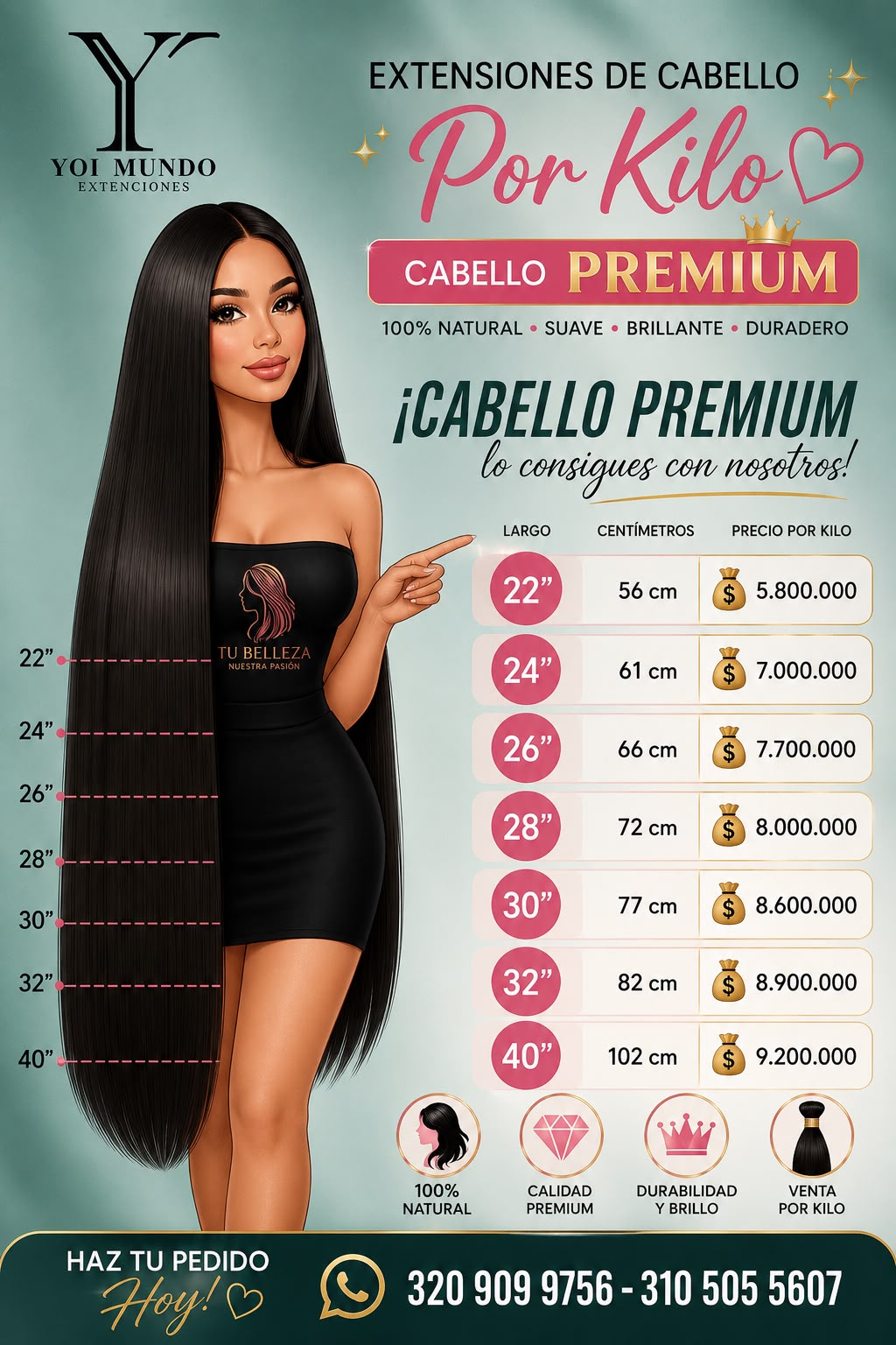 Venta de cabello premium por kilo